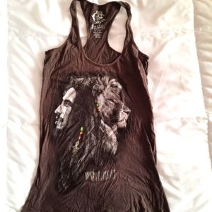 ❤️ Womens Bob Marley charcoal gray tank top size M